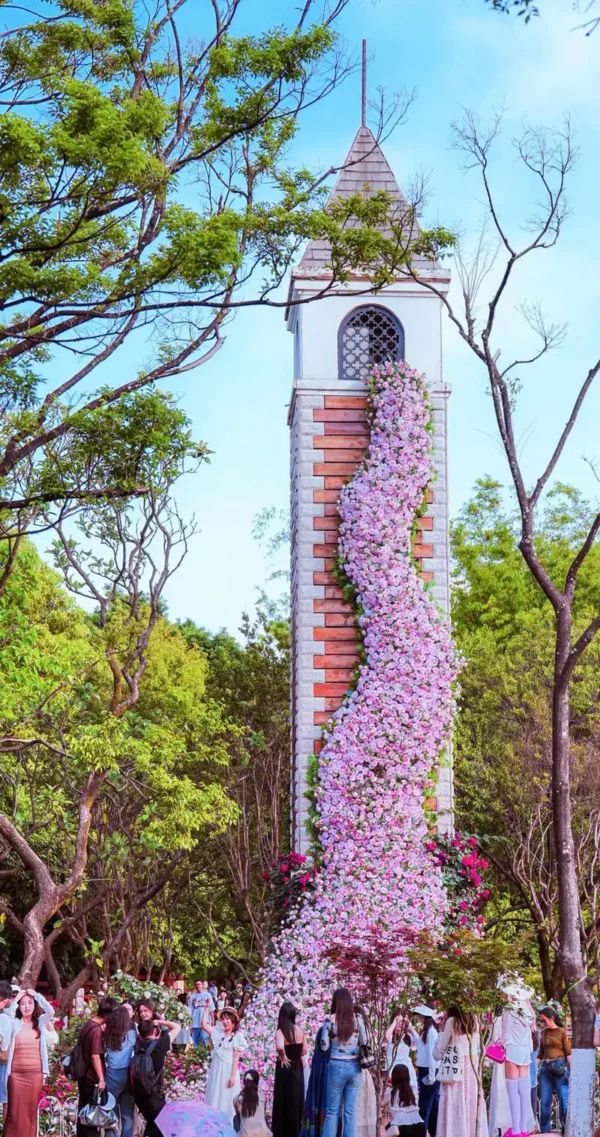 Silk Rose Flower Wall