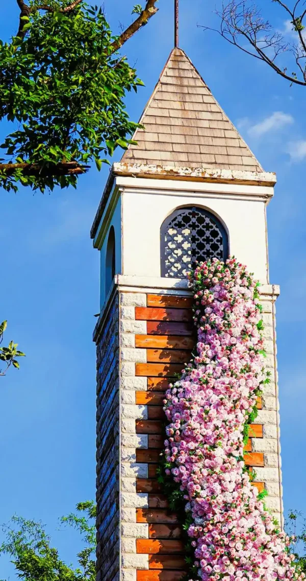 Silk Rose Flower Wall