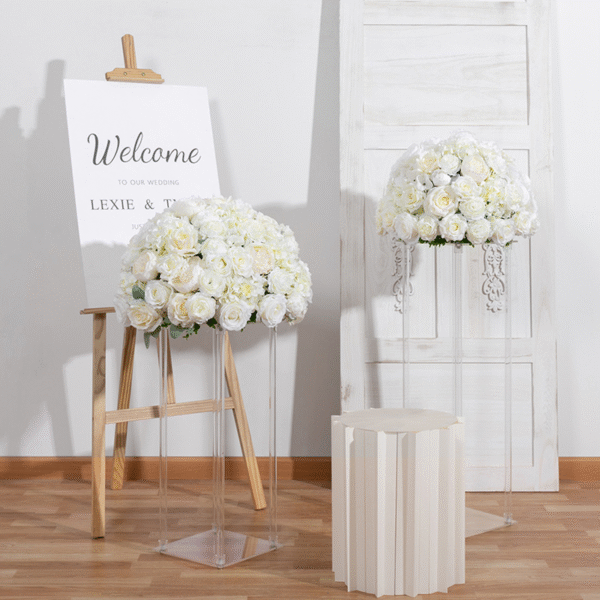 Artificial White Rose Flower Ball Arrangement Wedding Table Flower Centerpiece - Image 2