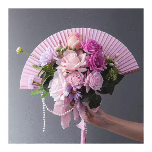 Wedding Ancient Style Wedding Props Phalaenopsis Orchid Folding Fan