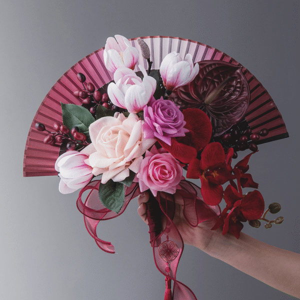Wedding Ancient Style Wedding Props Phalaenopsis Orchid Folding Fan - Image 4