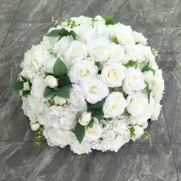 Handmade Wedding Artificial White Rose Flower Balls - Image 4