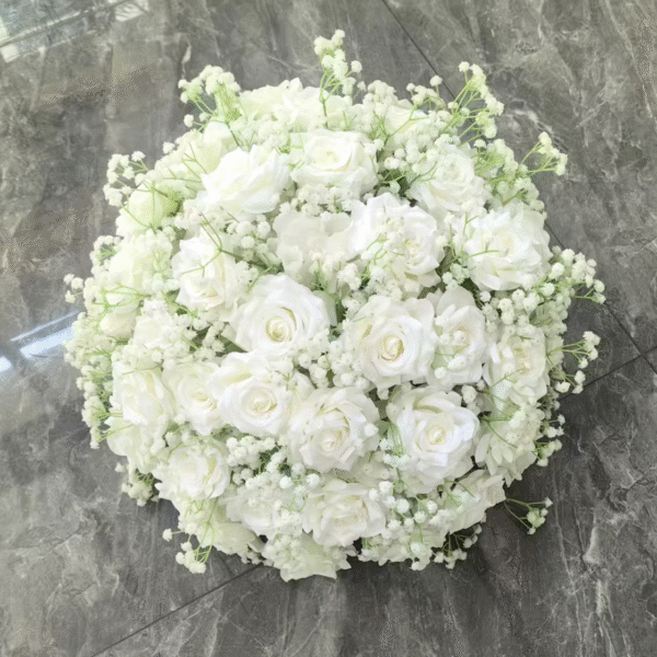 Handmade Wedding Artificial White Rose Flower Balls - Image 5